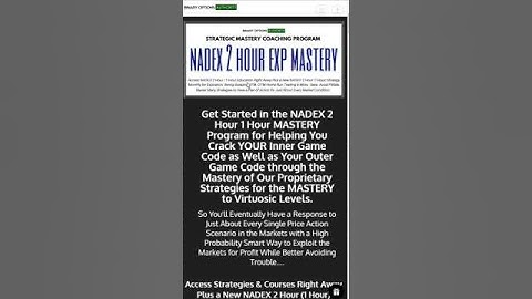 NADEX 2 Hour 1 Hour MASTERY Coaching Program Explained