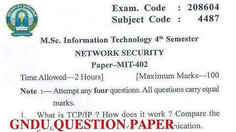 Gndu Msc IT 4th Semester Network Security Question Paper || MSc it 4th Semester Paper