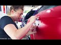 Stek dynomatte paint protection film installation on an audi ttrs  gloss red to matte finish