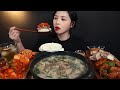 SUB)새해엔 뜨끈한 순대돼지국밥 먹방 머릿고기 수구레볶음까지 sundae dwaeji gukbap mukbang asmr