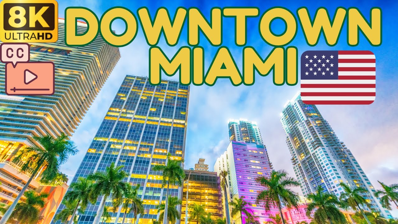 【8K】Откройте для Себя Центр Майами: Экскурсия по Бульвару Бискейн! (Субтитры)