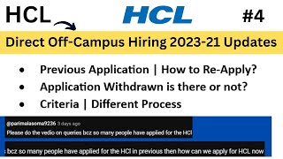 HCL Off-Campus Direct Hiring 2023 Updates | Re-Apply Application? | Not Able to Apply | Criteria ? screenshot 1