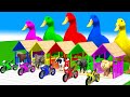 5 Giant Duck Cartoon Cow,Tiger,Elephant,Dinosaur,Lion, Wild Animals Choose The Right Mystery Door !