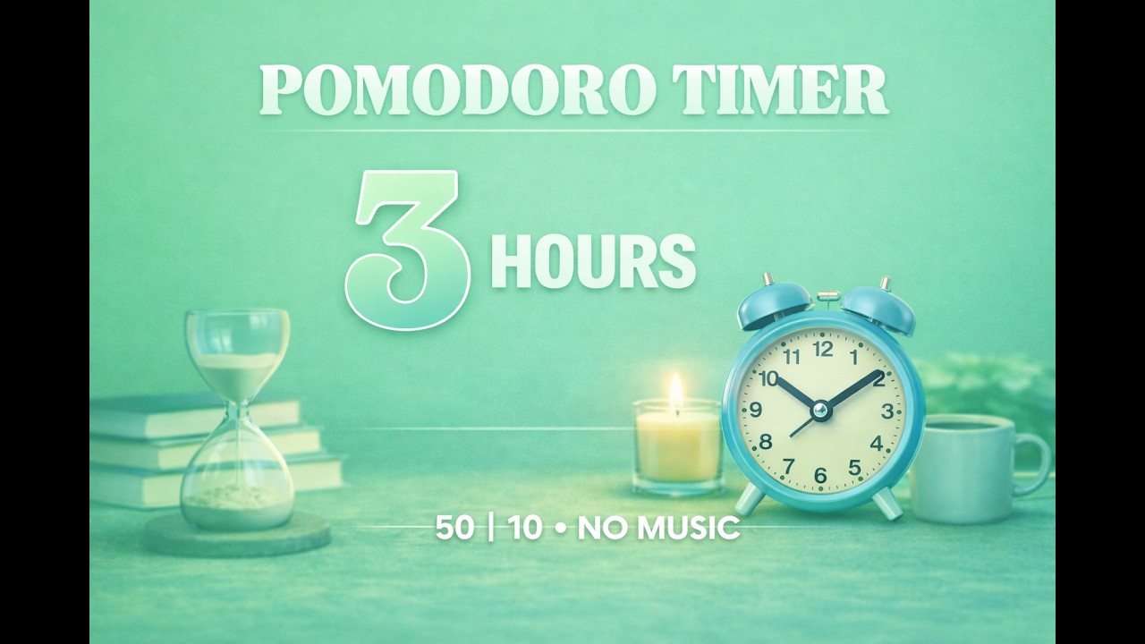 Study With Me for 3 Hours | Pomodoro Timer (50/10) | No Music - YouTube
