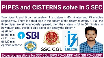 PIPES AND CISTERNS solve in 5 SEC || Aptitude tricks