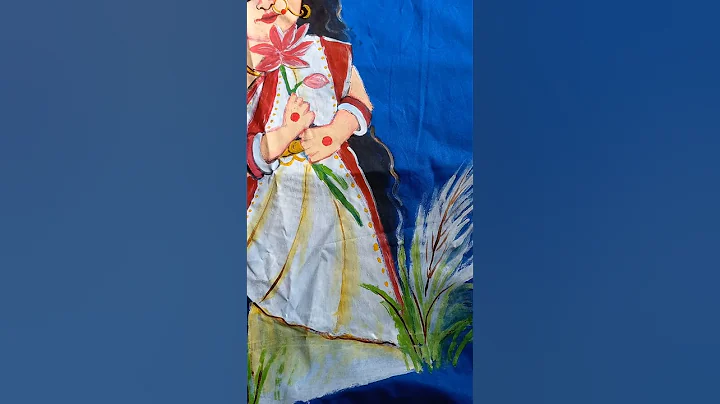 Durga puja special hand painted kurta full tutorial 👇 #handpainted #durgapuja2024 #shorts