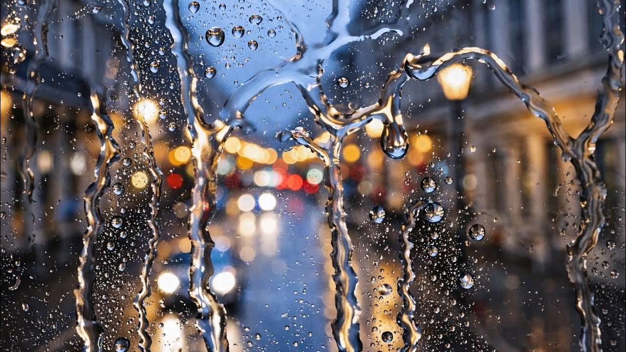relaxing Rain sound on Window at Night | Calm American City Ambience and sleep well
