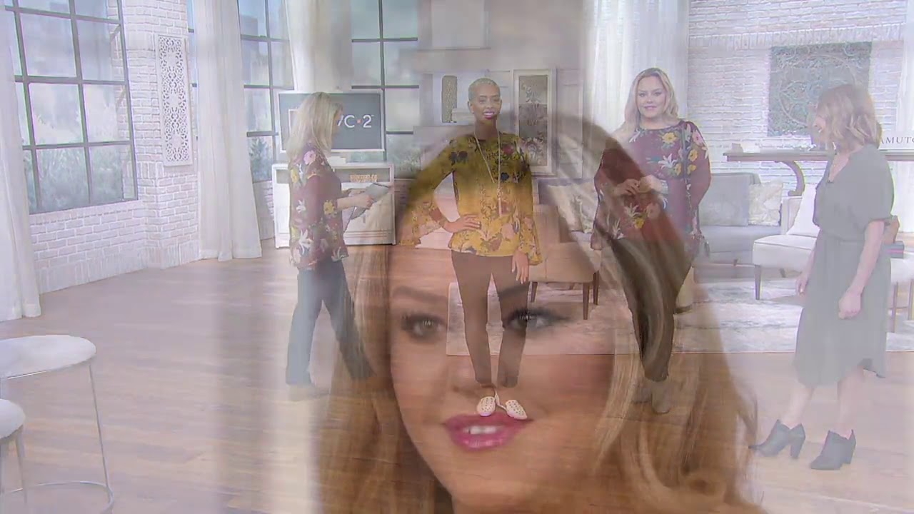 Vince Camuto Long Flutter Sleeve Autumn Botanic Blouse on QVC