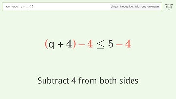 Solving Linear Inequalities: q+4 is Smaller Than or Equal to 5