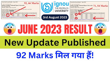 (Breaking News) IGNOU Published June 2023 Examination Result New Update | 92 Marks मिल गया हैं!