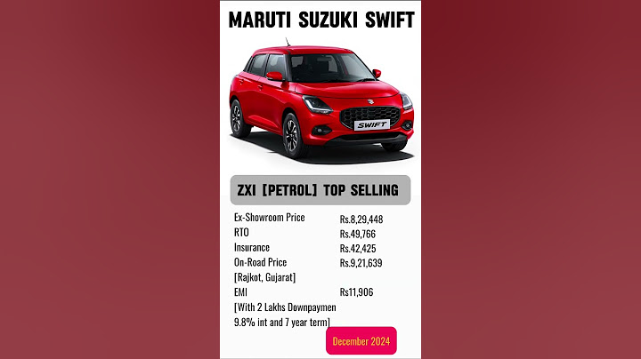 On road price of MARUTI SUZUKI SWIFT December 2024.