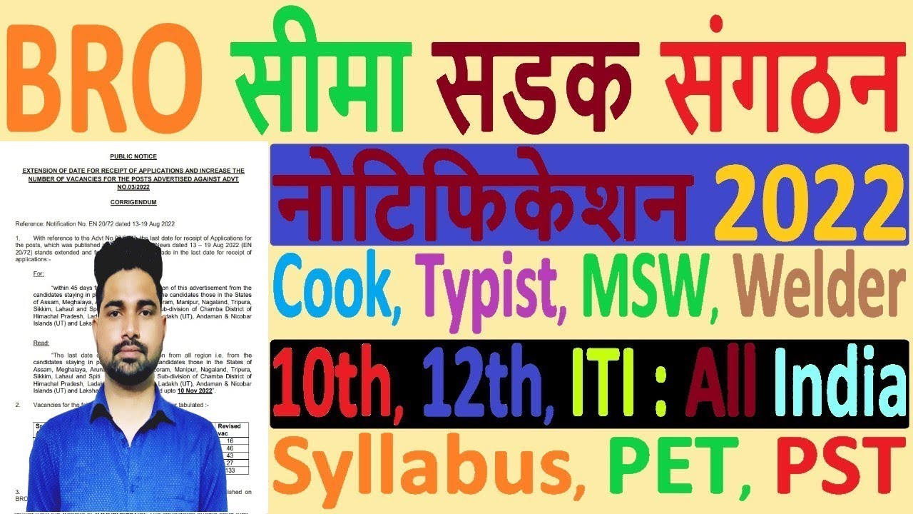 BRO New Vacancy 2022 | BRO New Offline Recruitment 2022 For Electrician Welder Cook Operator etc