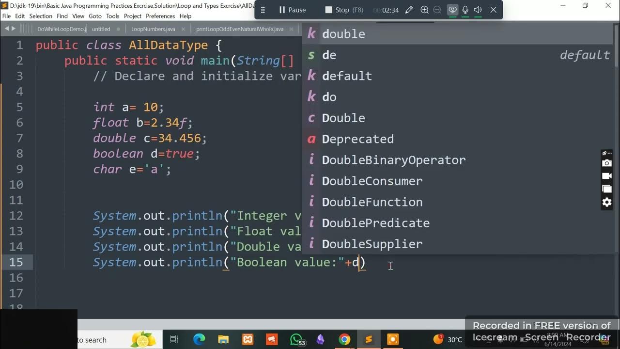 All Data Types Print in One Programe java||java data types||begginer ...