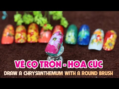 Nail 04   Vẽ Hoa Cúc Cọ Tròn Trên Nền Sơn Gel    Drawing Round Palm Chrysanthemum  - N Club Nail