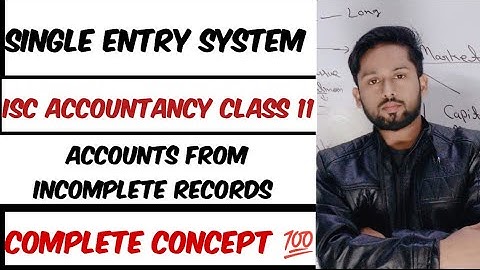 Single Entry System| Accounts from incomplete records class 11 | ISC Accountancy Class 11|