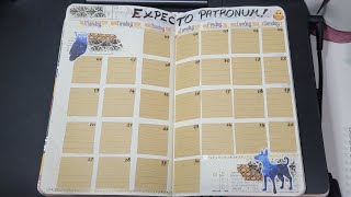 Bulletjournal setup in my traveler's notebook for september 2021, Harry Potter theme.