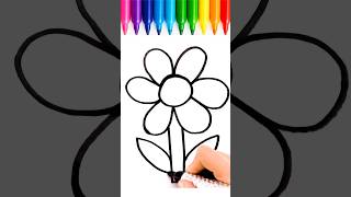 🌺Easy Flower Drawing and Coloring Tutorial 🌺 #Shorts