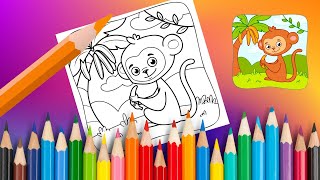 Coloring For Kids Art And Painting Cute Monkey Coloring Book Art Tips For Kids Blippi