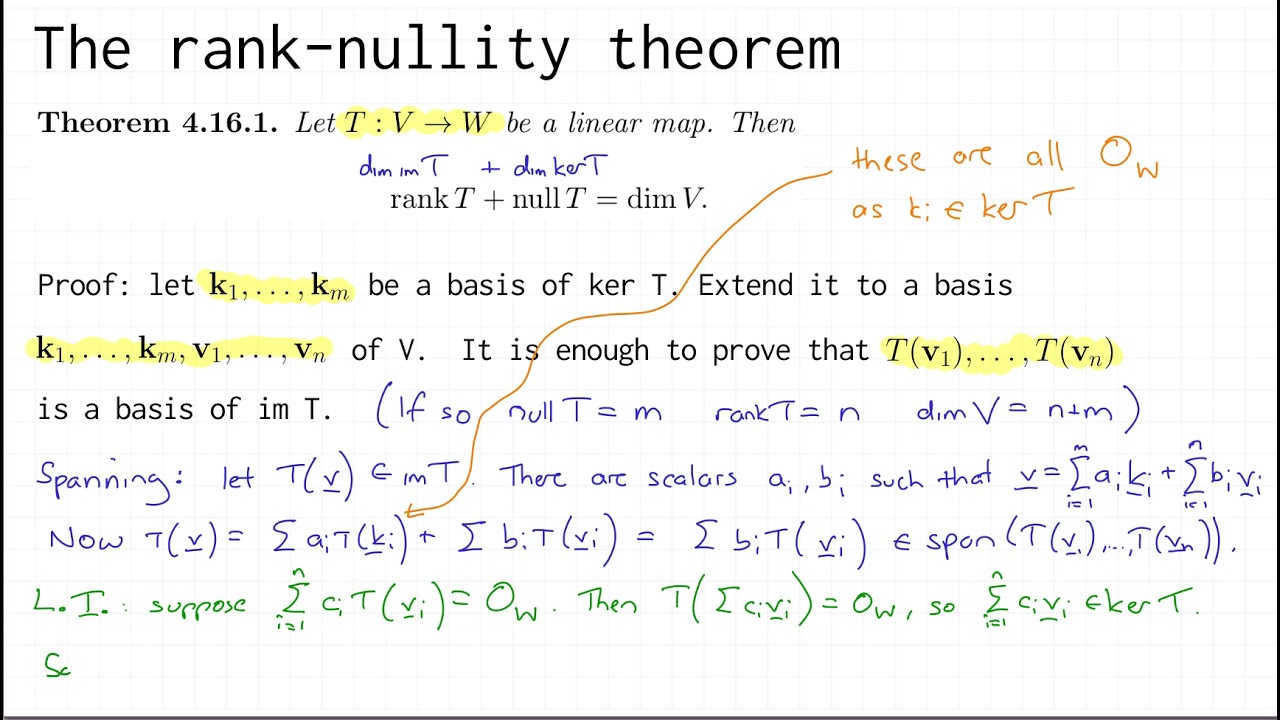4 16 the rank nullity theorem youtube