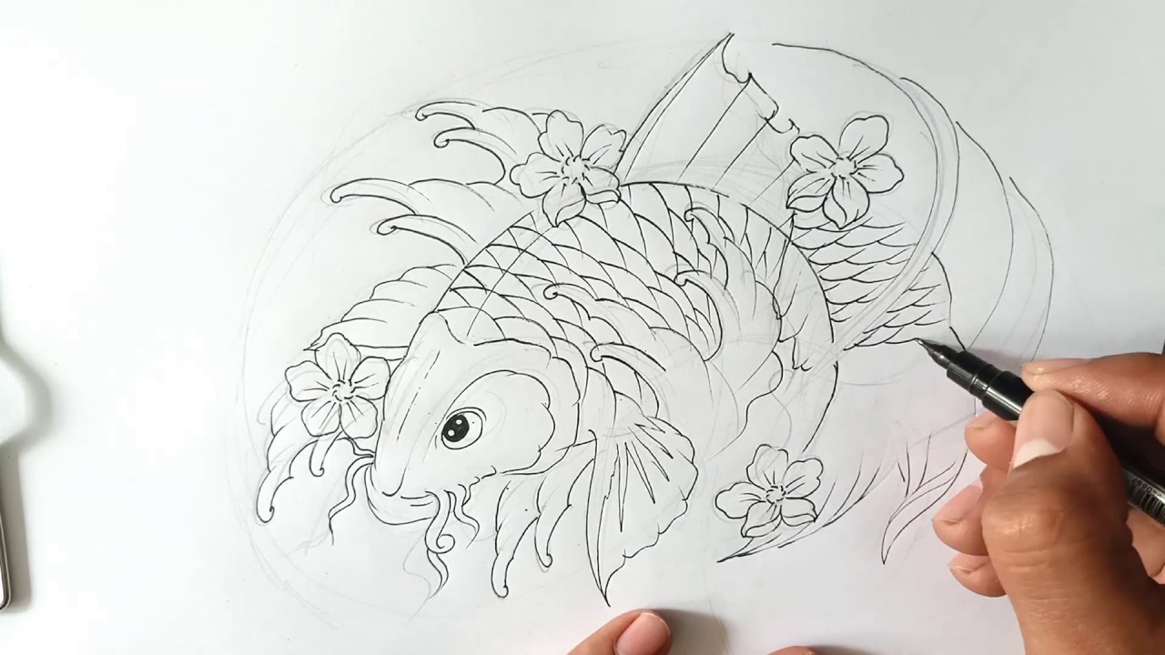 koi fish tattoos outline