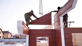 We built a house out of huge wooden panels. Step by step construction process