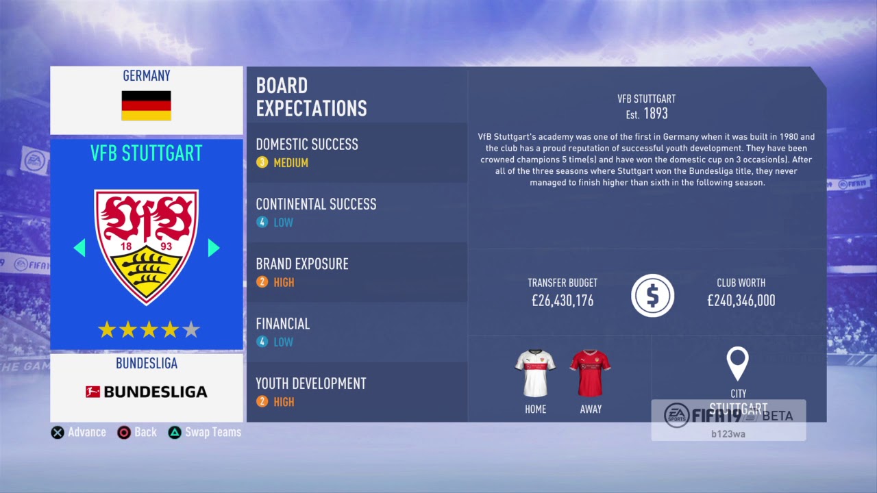 FIFA 19 - CAREER MODE-TRANSFER BUDGET-ALL TEAMS IN GERMANY