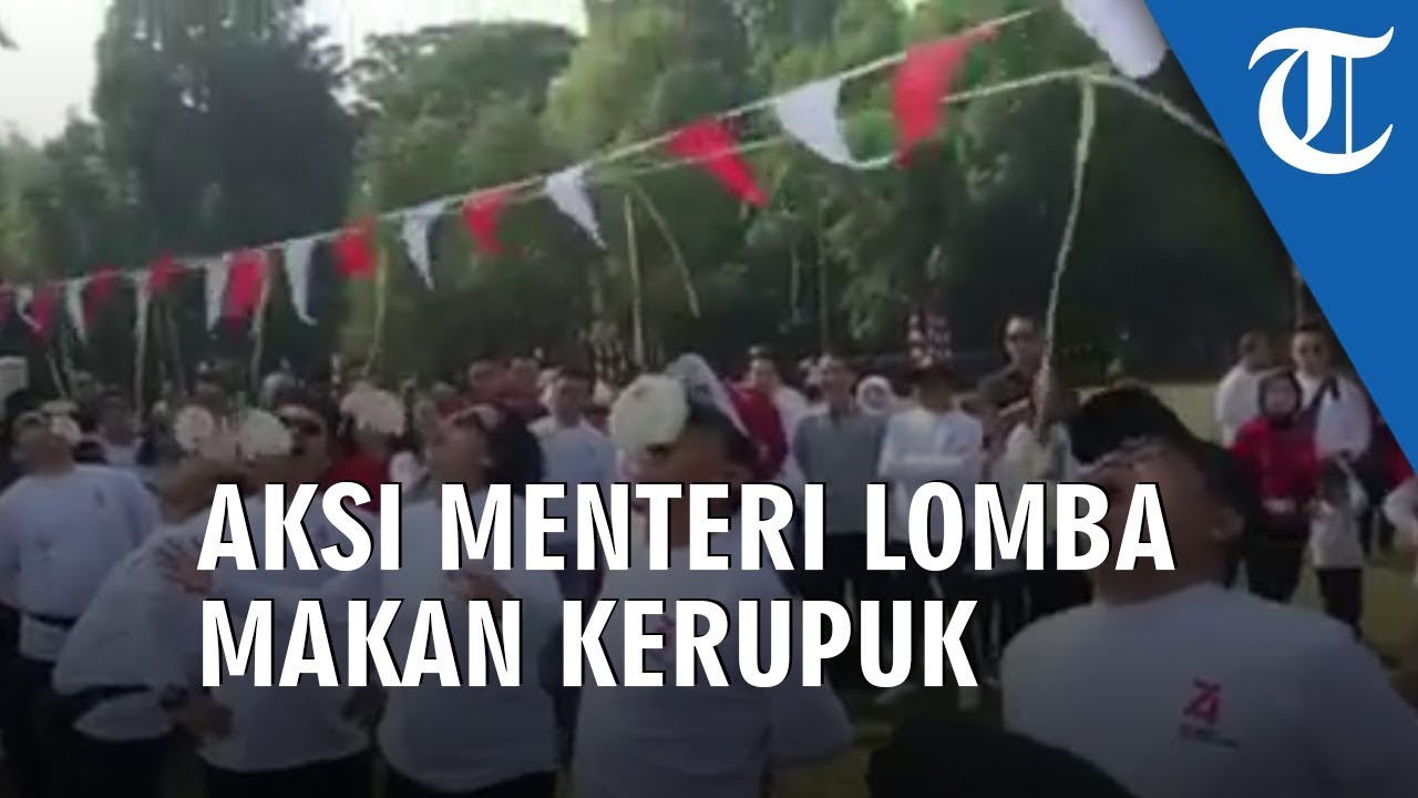 Video Aksi Menteri Kabinet Kerja Jokowi Lomba Makan Kerupuk, Jokowi Riuh saat Lihat Pemenangnya