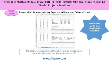 Office 2016 MS-Excel MyITLab Grader EX16_XL_CH08_GRADER_ML2_HW - Reading Scores 1.2