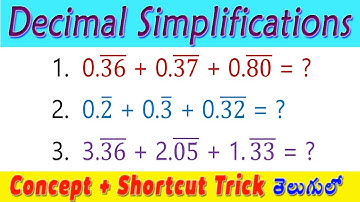 Decimal Simplifications I Concept + Shortcut Tricks I Easy Trick to covert decimal to Fraction