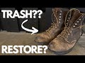 Beat up red wing boots makeover