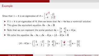 Celebrity MATH 3191: Verifying Whether a Value Is an Eigenvalue of A Wealth