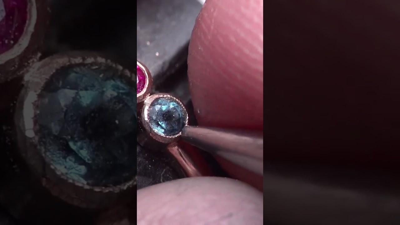 RingsJewels.com custom rose gold birthstone ring features three stunning gemstones.