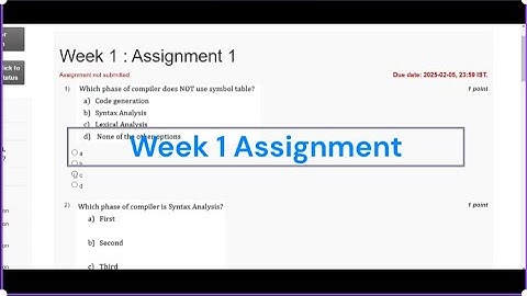 NPTEL Compiler Design Week1 Assignment Solution | Compiler Design Week1 Assignment