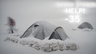 EXTREME -35° Solo Camping 4 Days | Snowstorm, Hot Tent Winter Camping In Deep Snow STROM