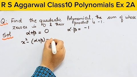 Find Quadratic Polynomials sum of  whose zeros is 0 and product is -1 I Find Zeroes I