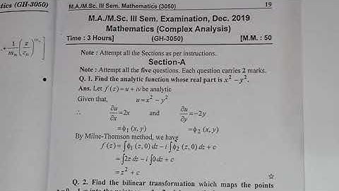 M.Sc 3rd Sem (complex analysis) solved paper 2019 by Pooja