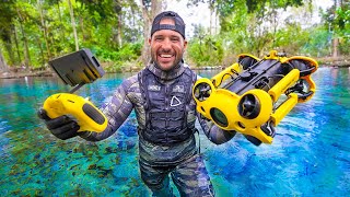 Searching DEEP CAVES With UNDERWATER DRONE!!! (found diver)