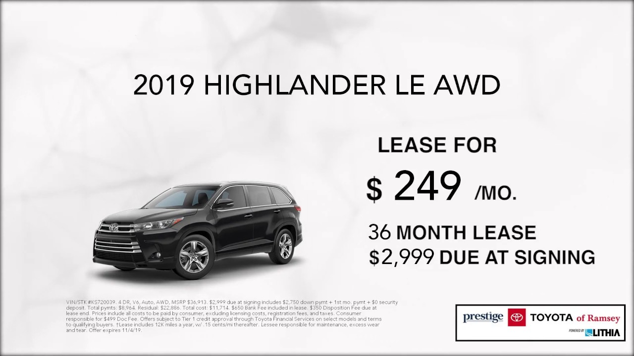 New 2019 Toyota Highlander Lease - YouTube