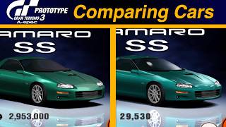 Comparing MORE cars in Gran Turismo 3's Prototype