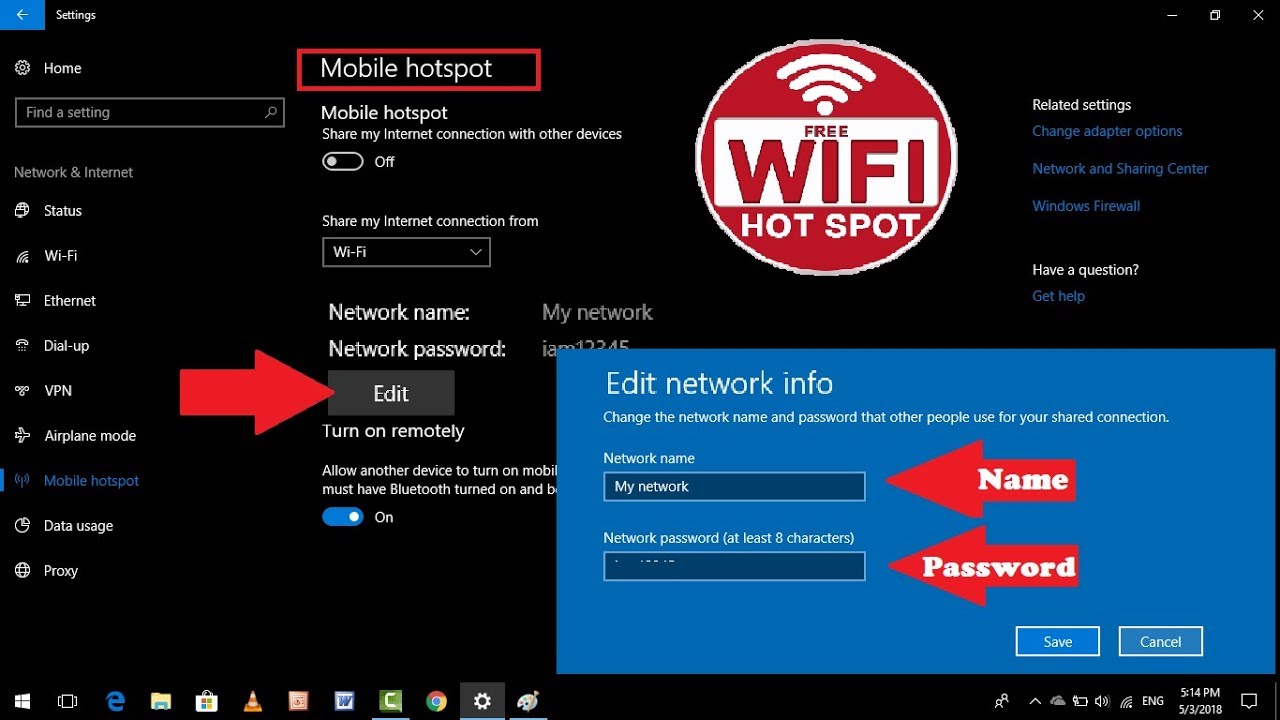 how-to-change-wi-fi-hotspot-name-password-in-windows-10-youtube
