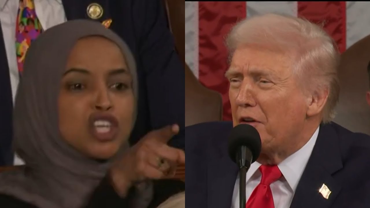 Ilhan Omar shouts at Donald Trump as he touts ICE success