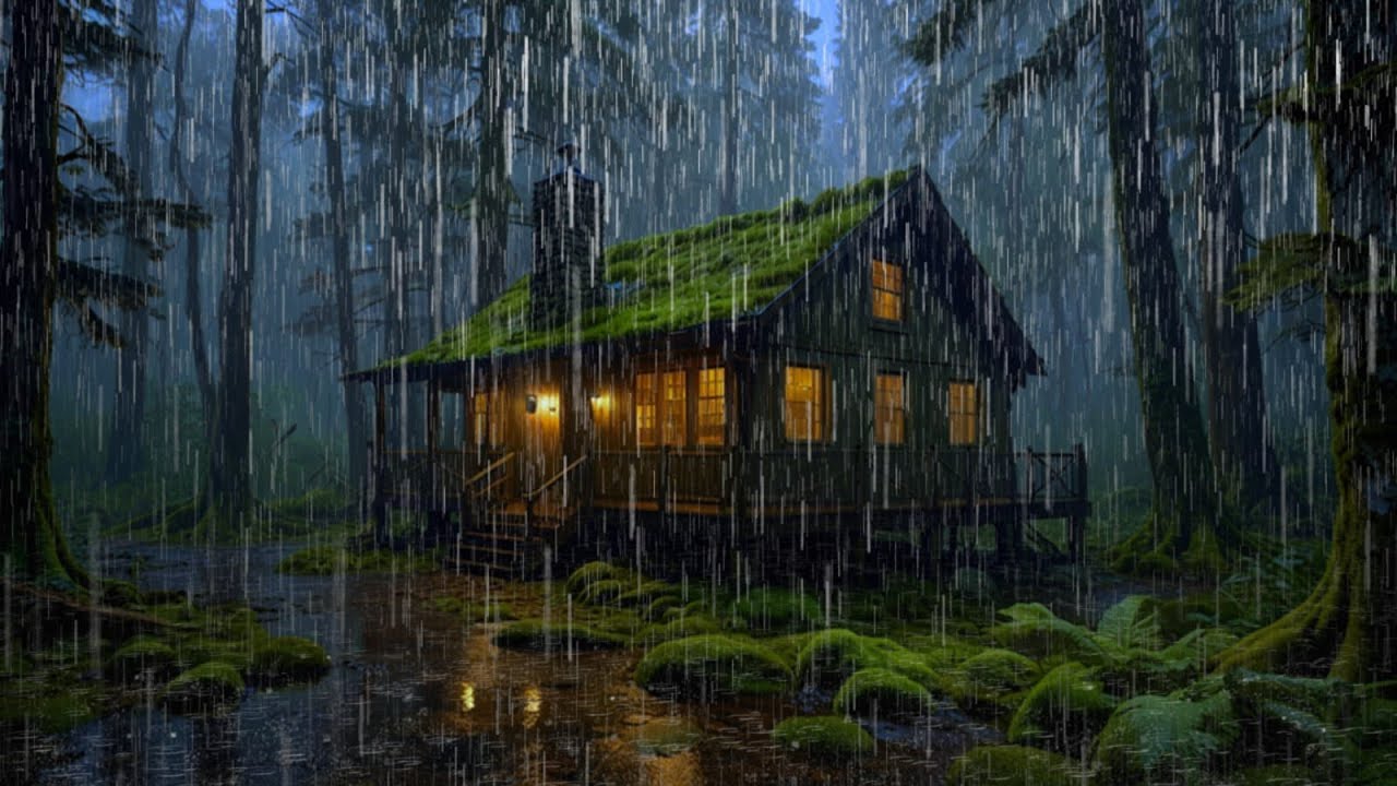Cozy Cabin Rain Sounds | Fireplace Crackling & Rain for Deep Sleep ...