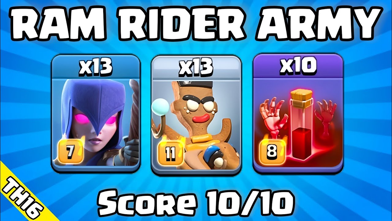 NEW RAM RIDER ARMY ATTACK STRATEGY!! 13x Witch 13x Ram Rider Attack ...