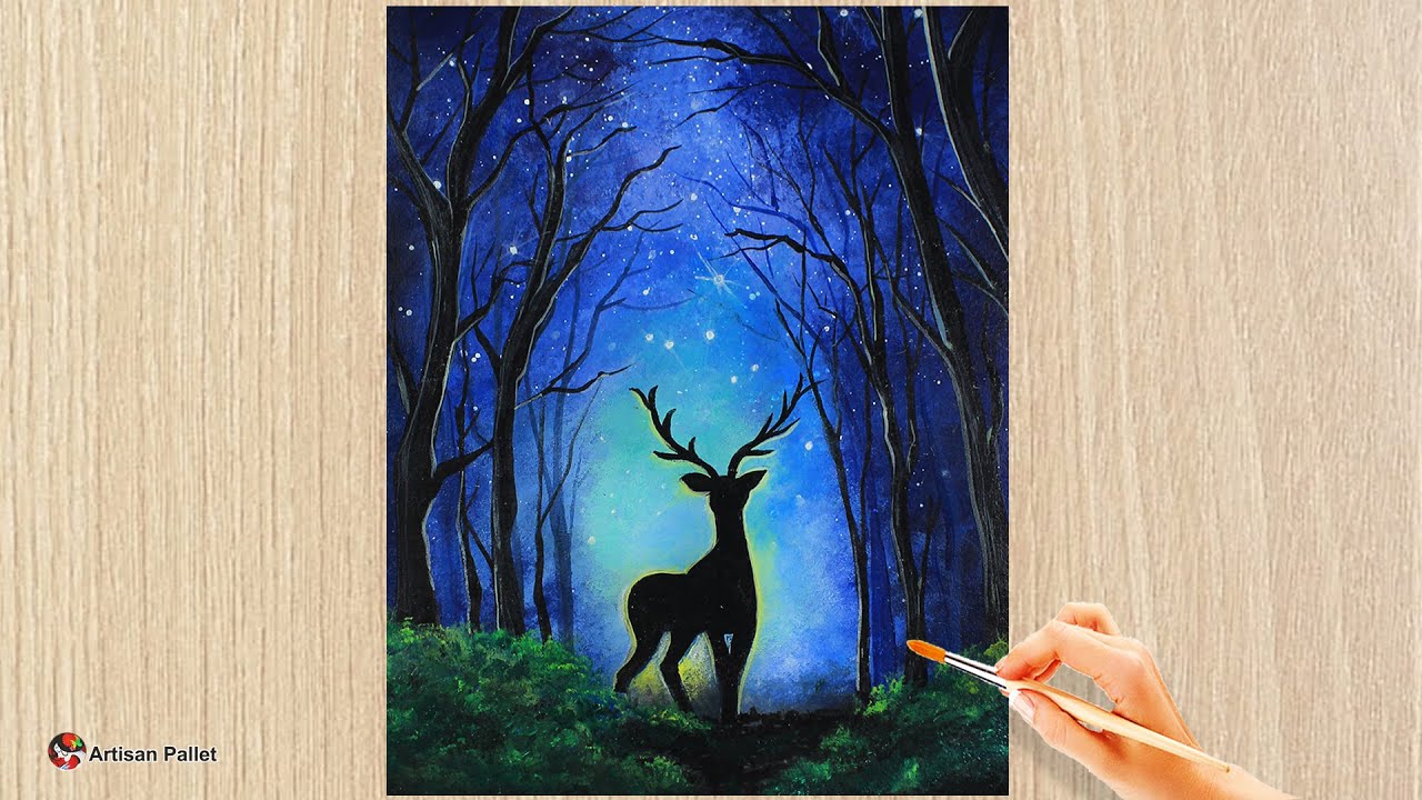 Step by Step Painting | Easy Canvas Painting for Beginners| Acrylic ...