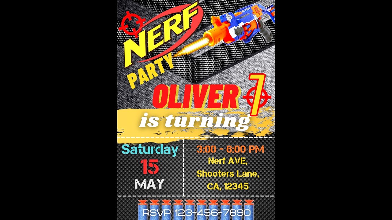 Nerf Birthday Invite