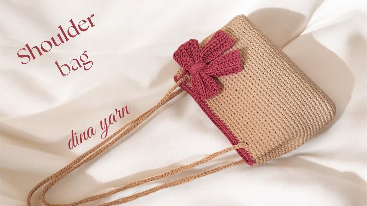 أسهل شنطة كروشيه كتف بفيونكة للمبتدئات – خطوة بخطوة Easy Crochet Shoulder Bag with Cute Bow