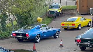 500 Ford Mustang's arriving before doors open Brooklands Museum #fordmustang #fun #american #sound