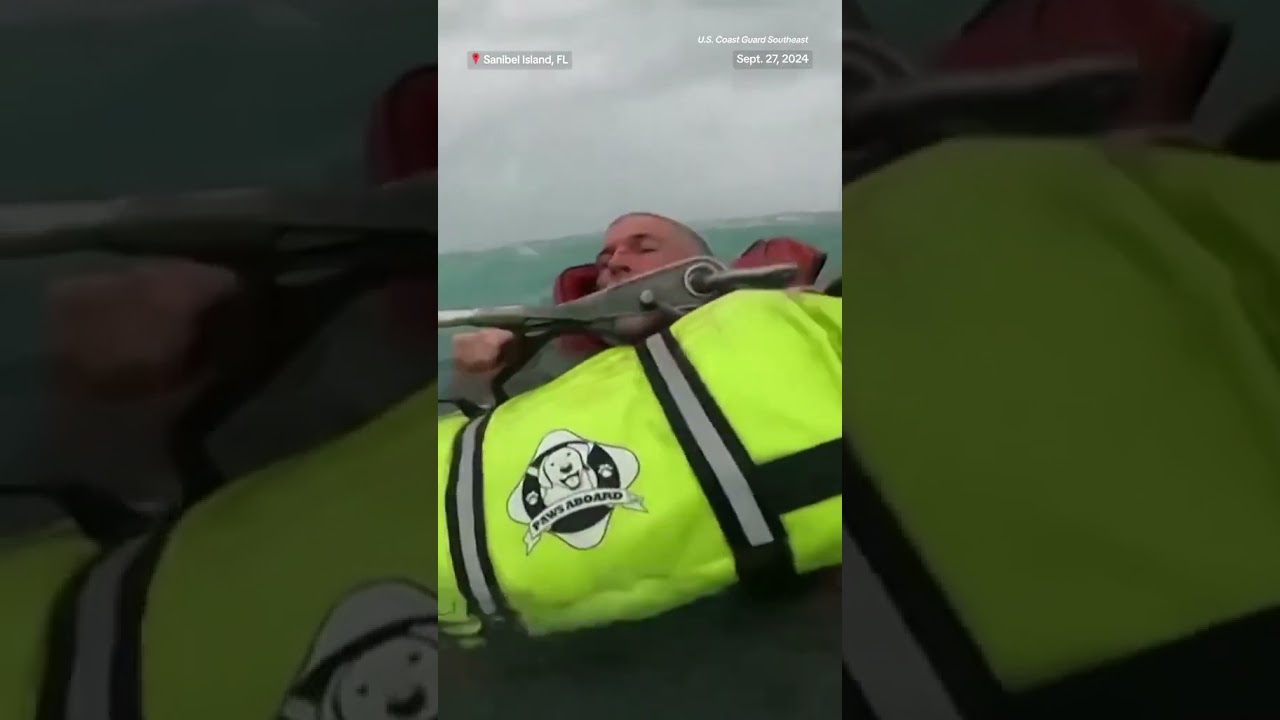 Man and dog rescued by helicopter during Helene