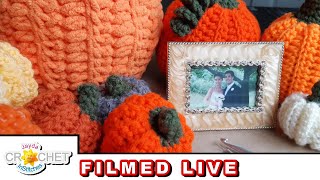 Falling Leaves Stitch Stuffed Pumpkin  Crochet Party Live Stream (Crochet Along) – August 26, 2023
