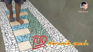 Ide Pemasangan Keramik Pecah || broken tile floor design